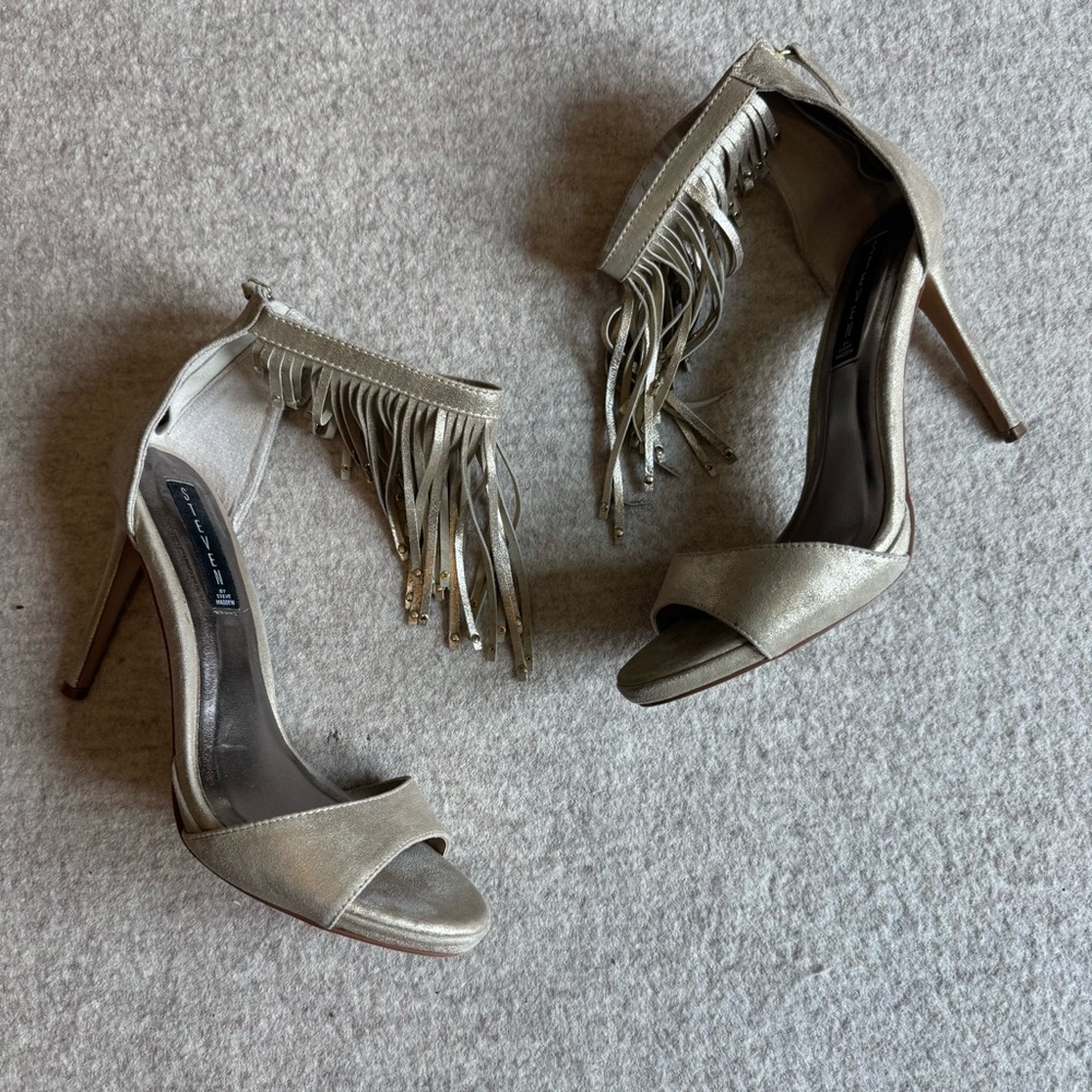 Steven By Steve Madden Gold Fringe Heels